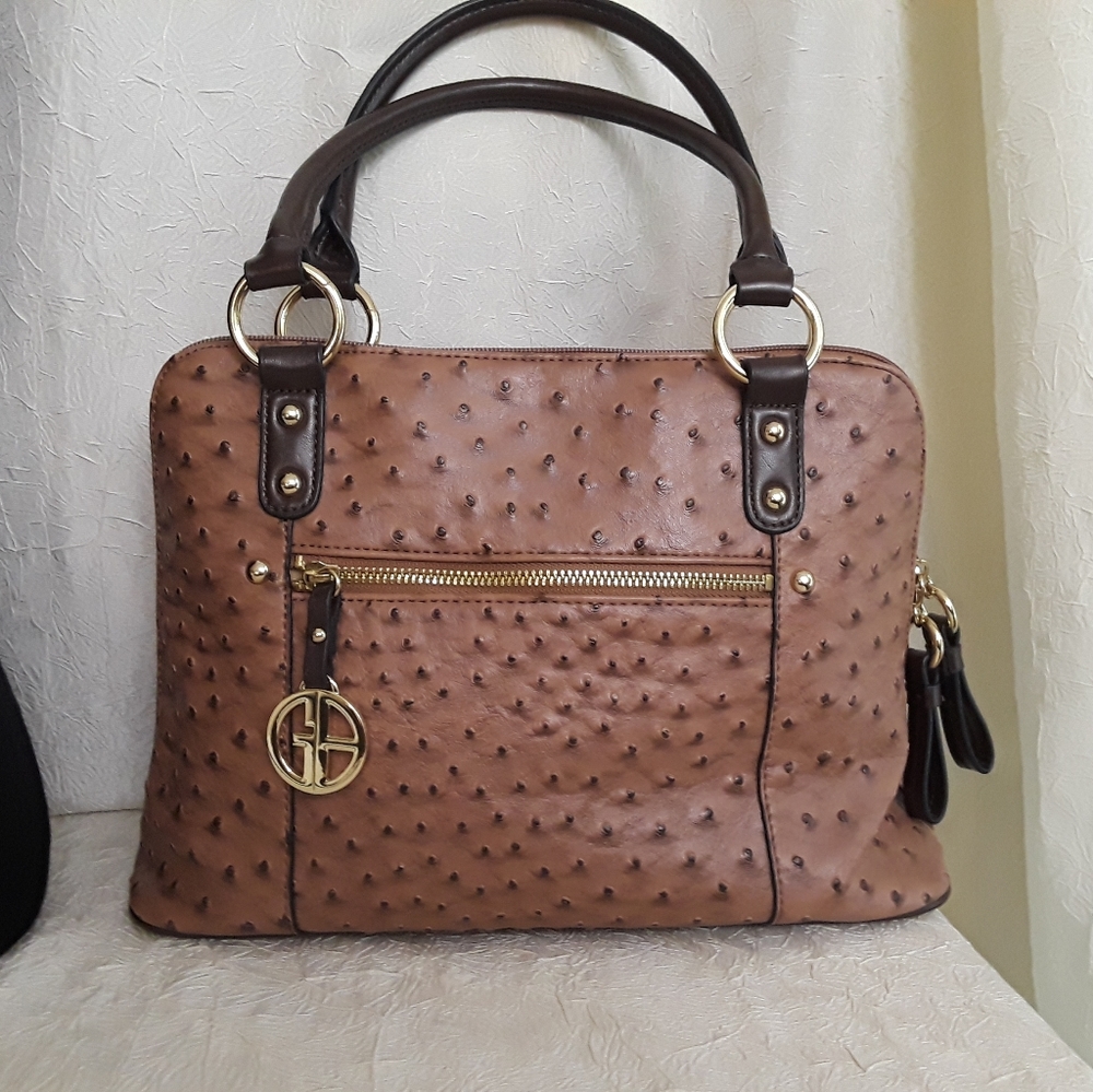 Giani Bernini Faux Ostrich Dome Satchel Handbag.